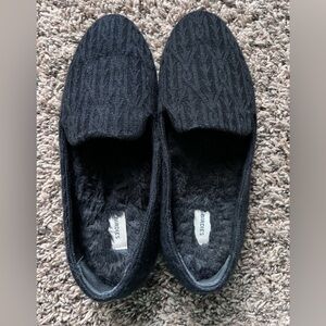 Birdies Black Cable Knit Loafers